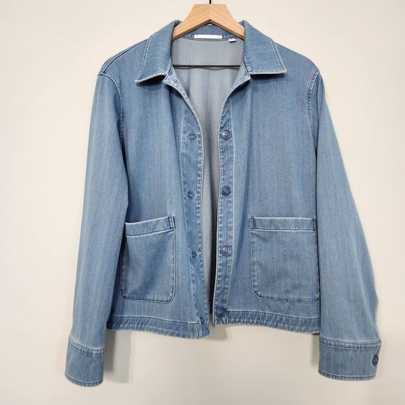 Uniqlo Soft Jersey Relaxed Denim Boxy Barn Jacket Blue, Medium - Picture 2 of 12